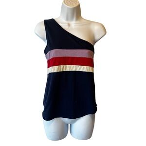 Free People X Camp Collection One shoulder tank top XS Blue striped Womens